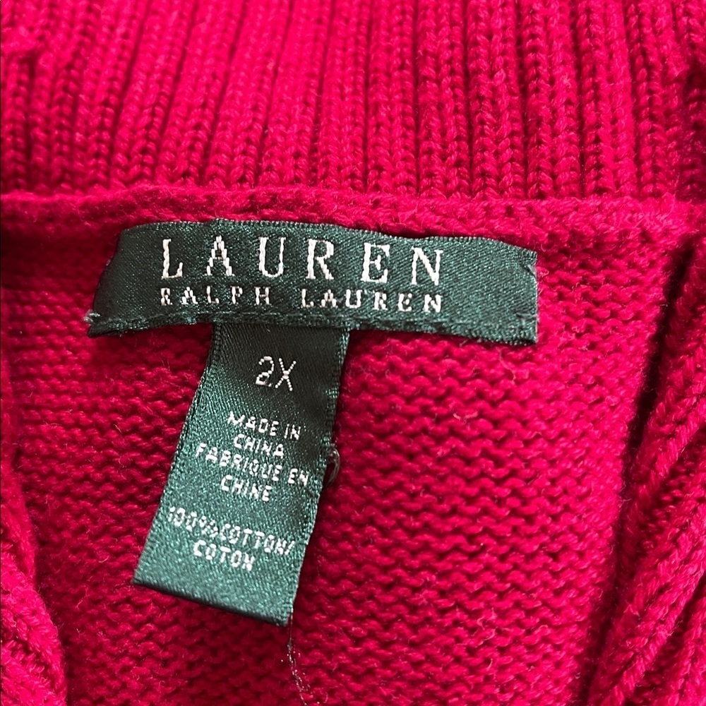 Lauren Ralph Lauren Red Shawl Collar Toggle Sweater Size 2X - Picture 4 of 6